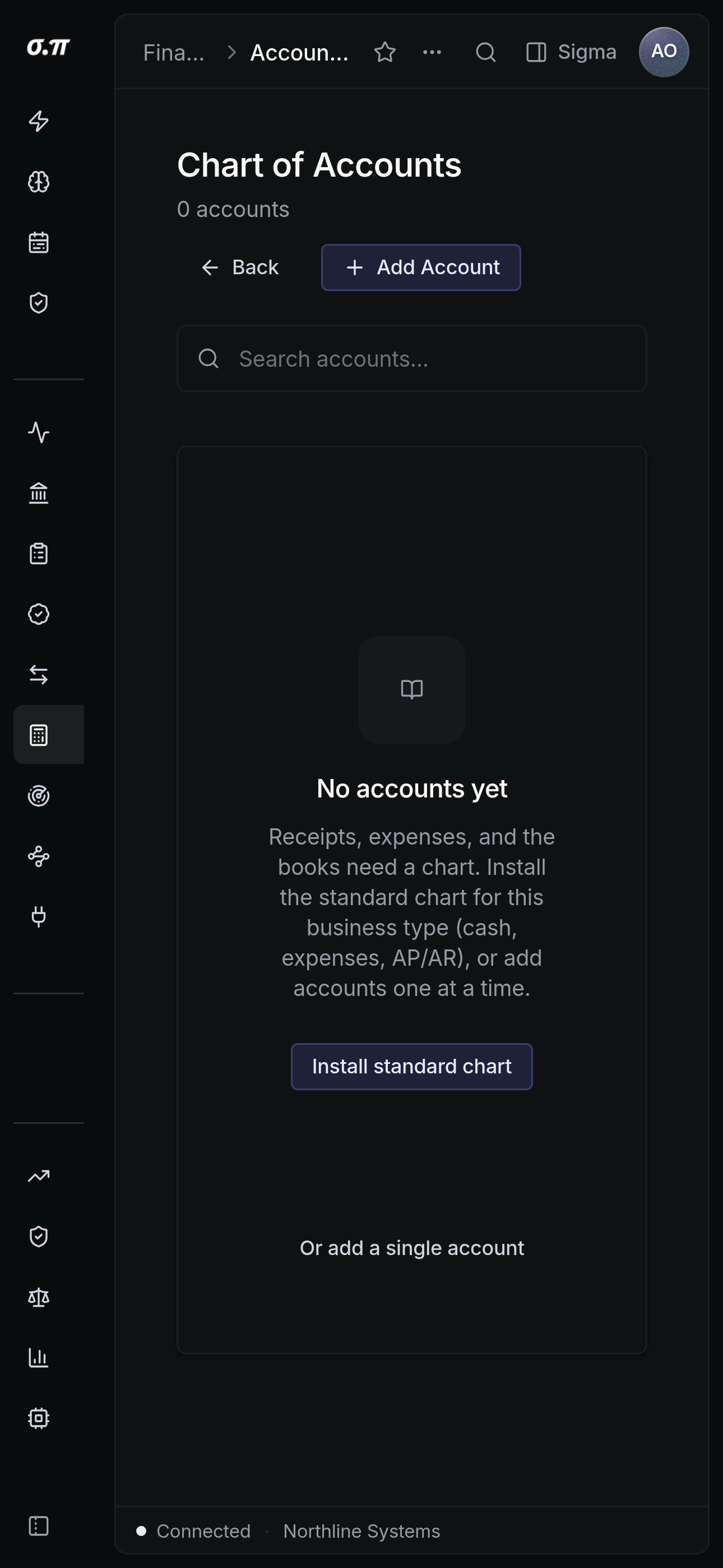 Chart of accounts on iPhone 15 Pro Max