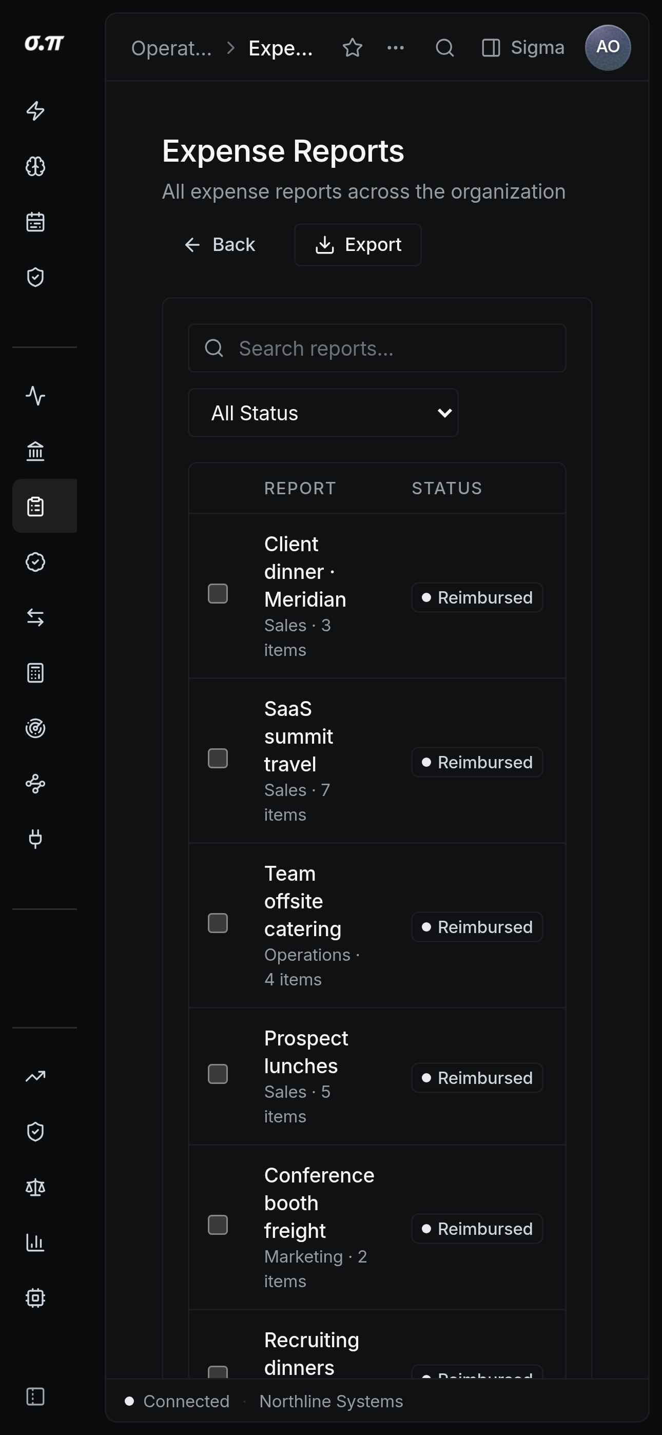 Expense reports on iPhone 15 Pro Max