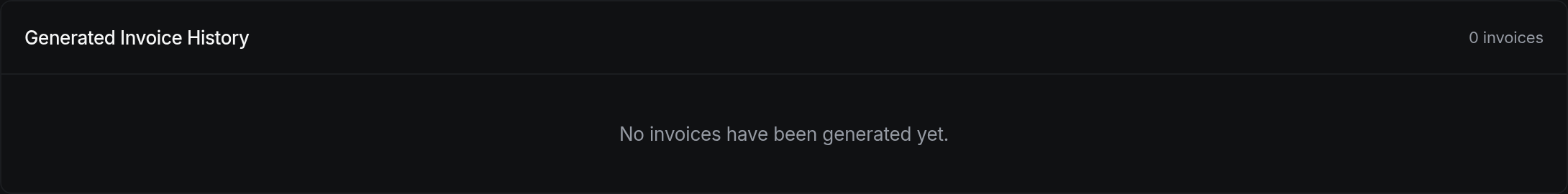 Generated Invoice History