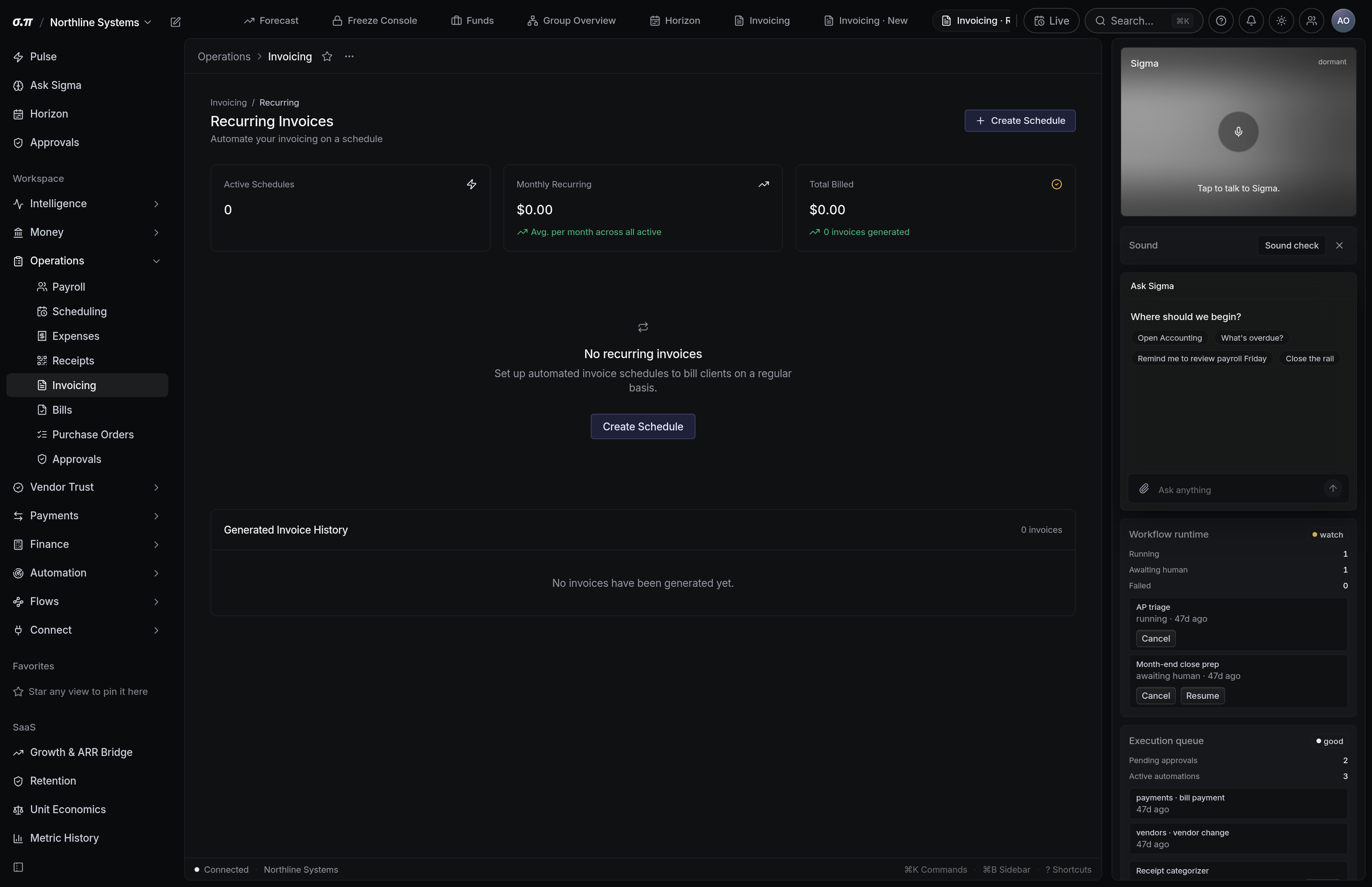 Recurring invoices in SigmaPointPi