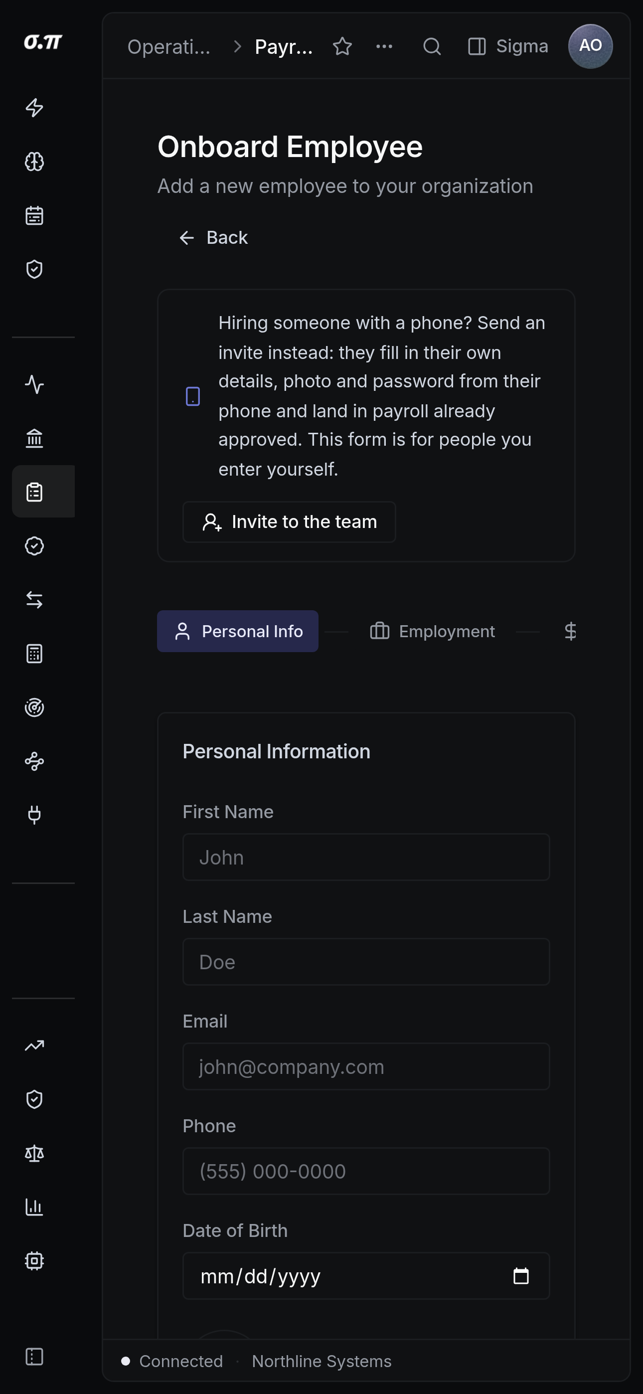 Add an employee on iPhone 15 Pro Max