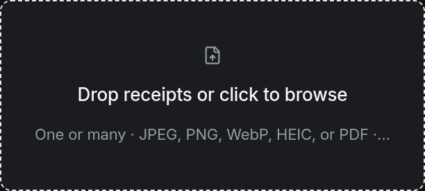 Drop receipts or click to browse