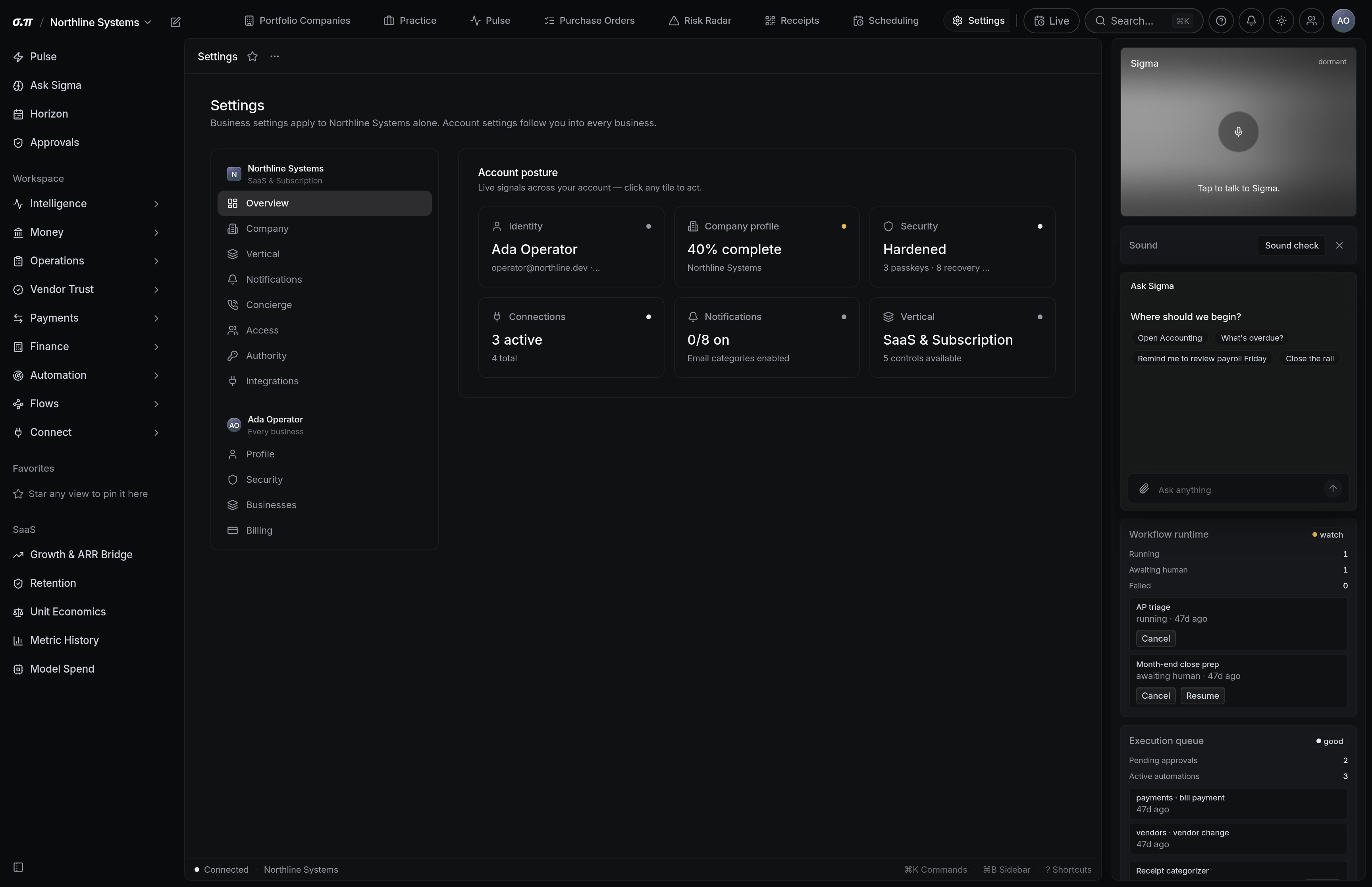 Settings in SigmaPointPi