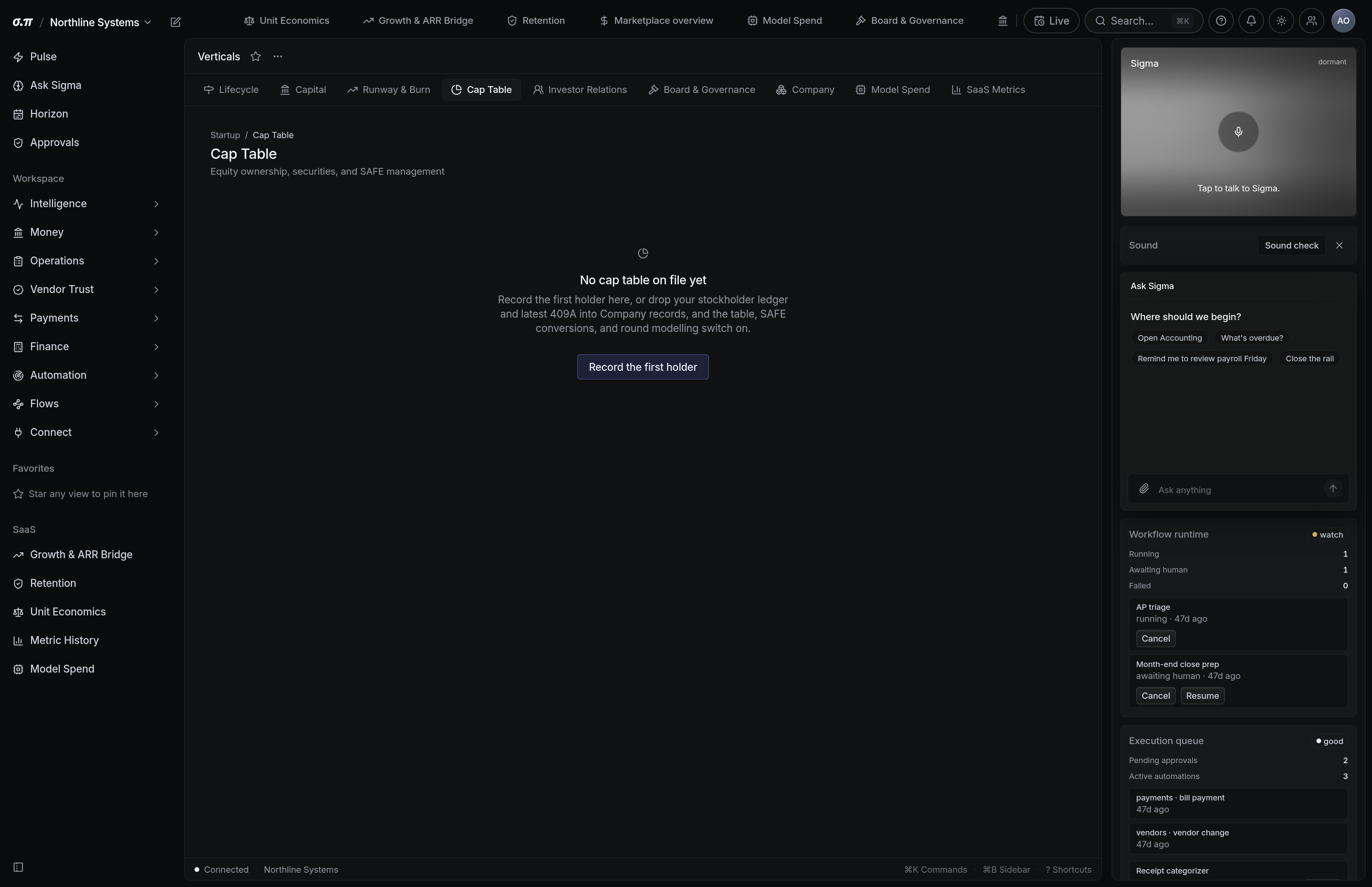 Cap table in SigmaPointPi