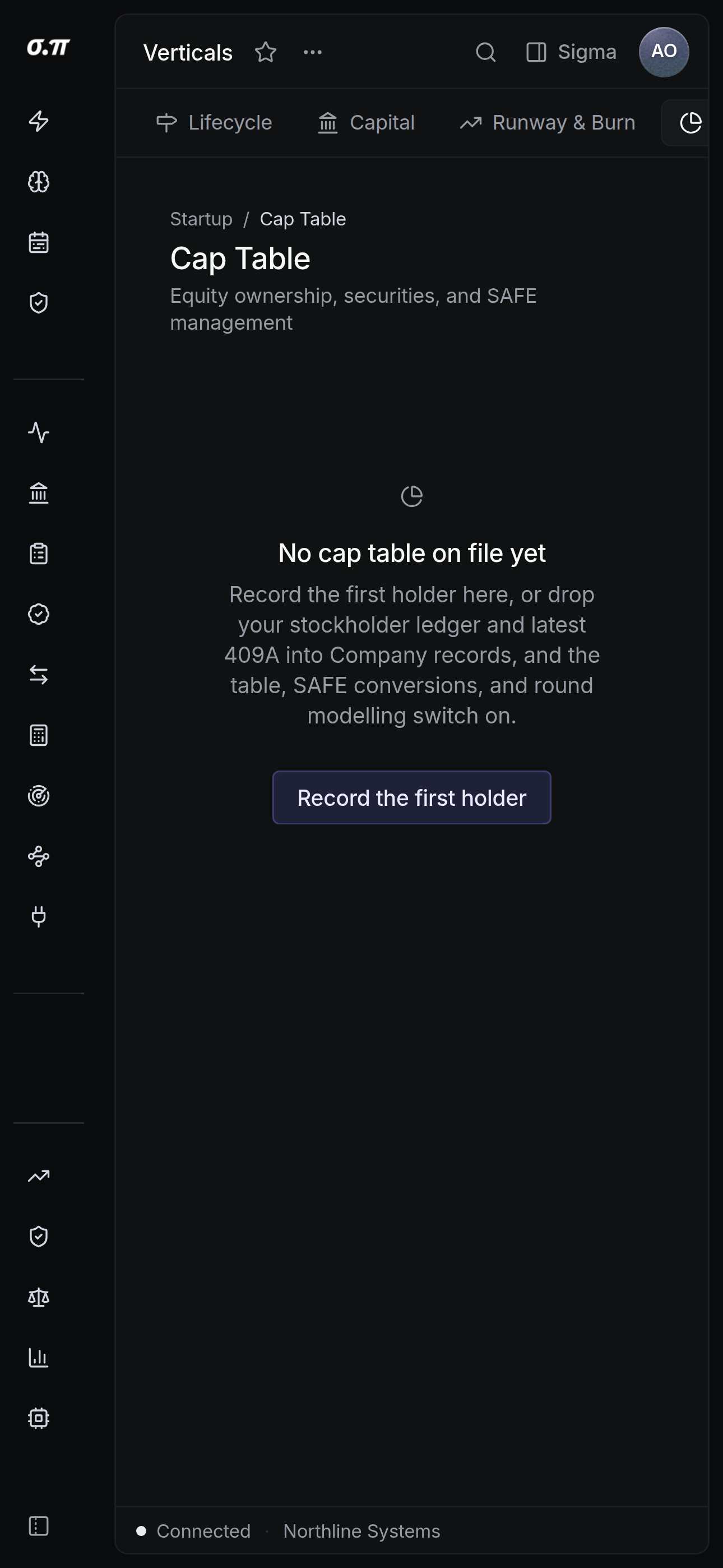 Cap table on iPhone 15 Pro Max