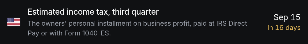 Estimated income tax, third quarter
